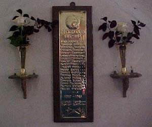 The small memorial on the North wall of the nave